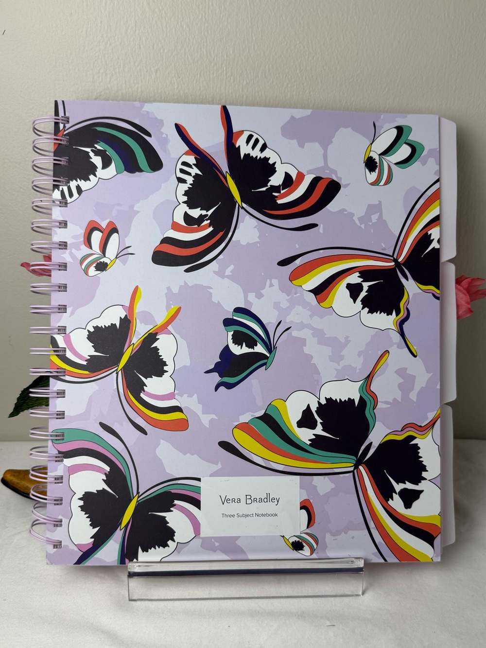 NWT Vera Bradley Lavender Butterflies Three Subject Notebook
